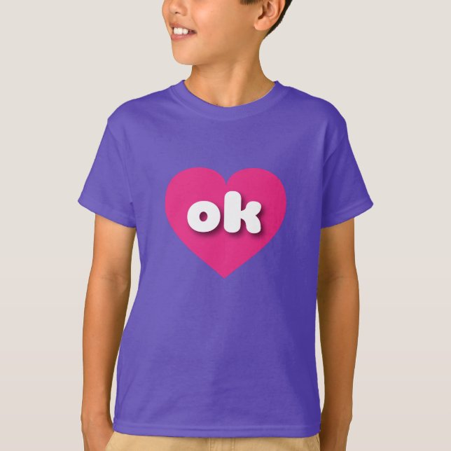 I love Oklahoma - ok hot pink heart T-Shirt (Front)