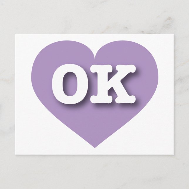 I love Oklahoma - OK lavender heart Postcard (Front)