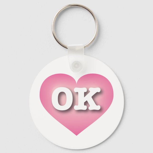 I love Oklahoma - OK pink fade heart Keychain (Front)