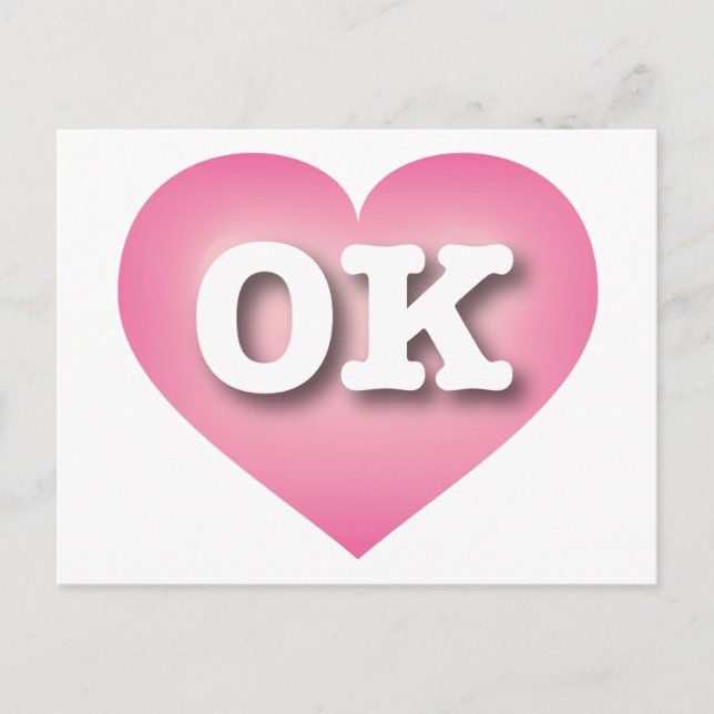 I love Oklahoma - OK pink fade heart Postcard (Front)