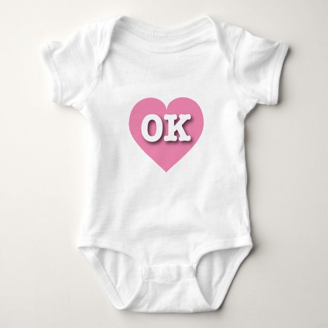 I love Oklahoma - pink heart Baby Bodysuit (Front)