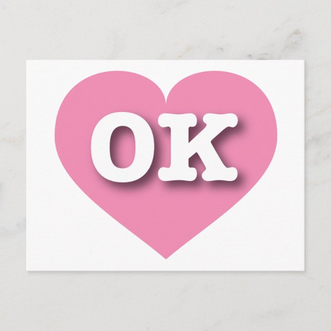 I love Oklahoma - pink heart Postcard (Front)