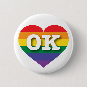 I Love Oklahoma Rainbow Heart Button