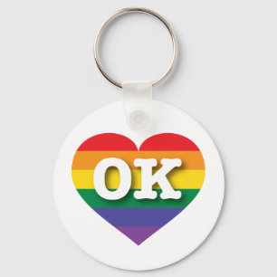 I Love Oklahoma Rainbow Heart Keychain