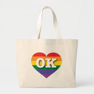 I Love Oklahoma Rainbow Heart Large Tote Bag