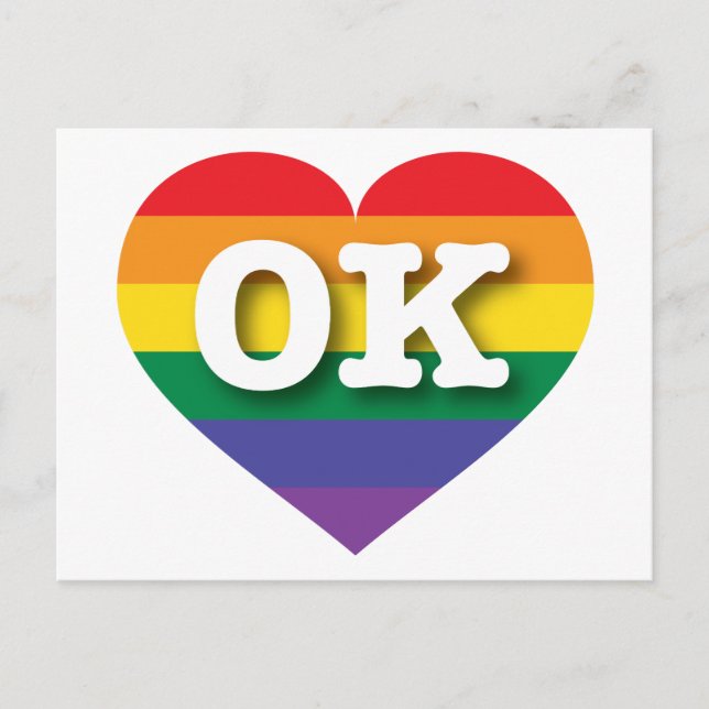 I Love Oklahoma Rainbow Heart Postcard (Front)