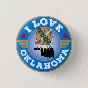 I Love Oklahoma State Flag and Map Button