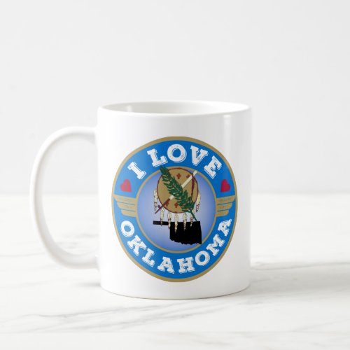 I Love Oklahoma State Flag and Map Coffee Mug