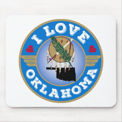 I Love Oklahoma State Flag and Map Mouse Pad