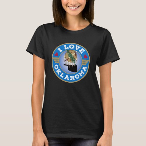 I Love Oklahoma State Flag and Map T_Shirt