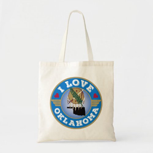 I Love Oklahoma State Flag and Map Tote Bag