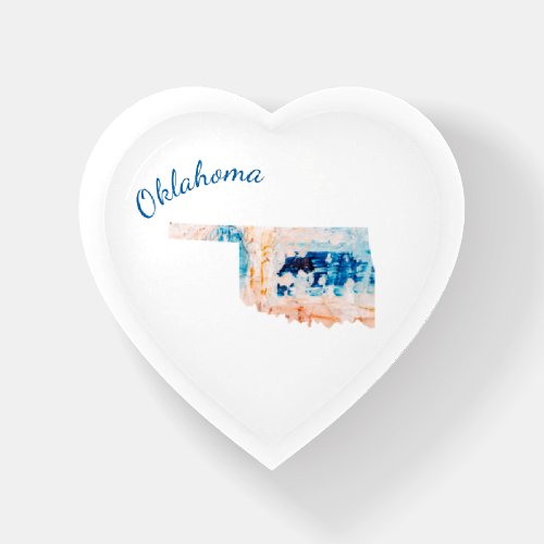 I Love Oklahoma State Outline Abstract Heart Paperweight