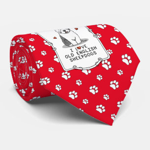 I Love Old English Sheepdogs (Gray 1) Cute OES Neck Tie