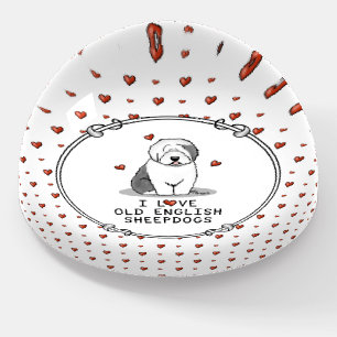 I Love Old English Sheepdogs (Gray 1) Cute OES Paperweight