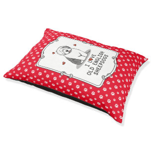I Love Old English Sheepdogs (Gray 1) Cute OES Pet Bed