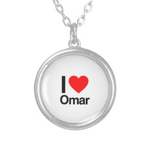 i love omar silver plated necklace