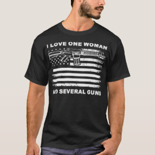 I Love One Woman & Several Guns Vintage USA Flag D T-Shirt
