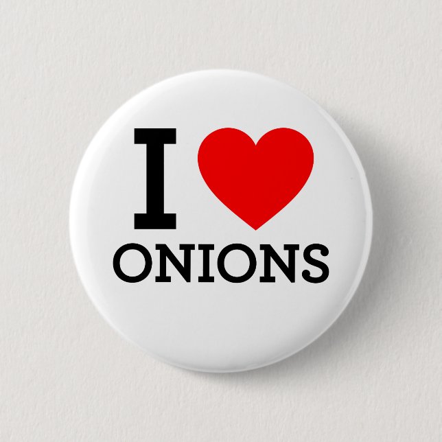 I Love Onions Pinback Button (Front)