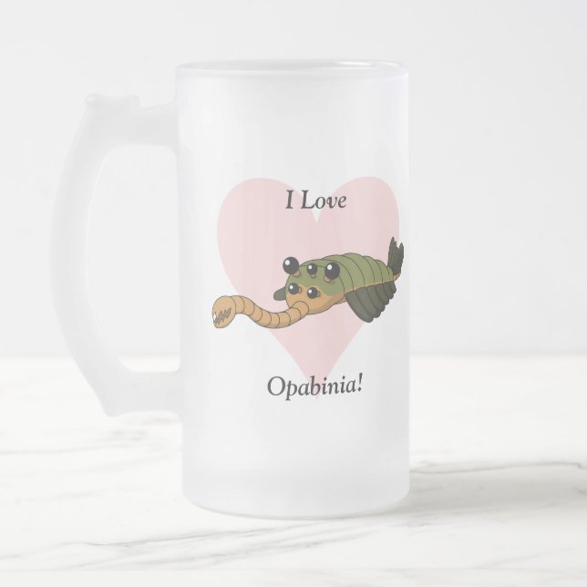I Love Opabinia! Frosted Glass Beer Mug (Left)