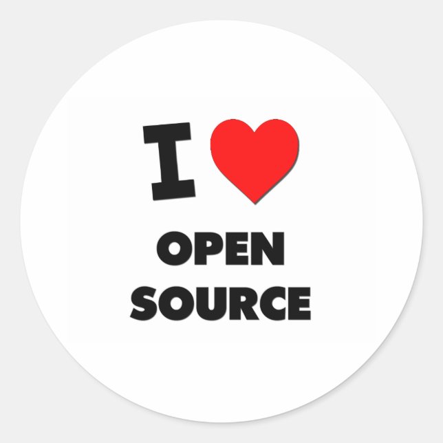 I Love Open Source Classic Round Sticker (Front)