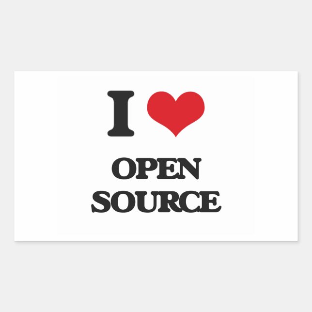 I Love Open Source Rectangular Sticker (Front)