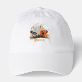 I Love Orange Black White City Palm Trees Orange S Hat