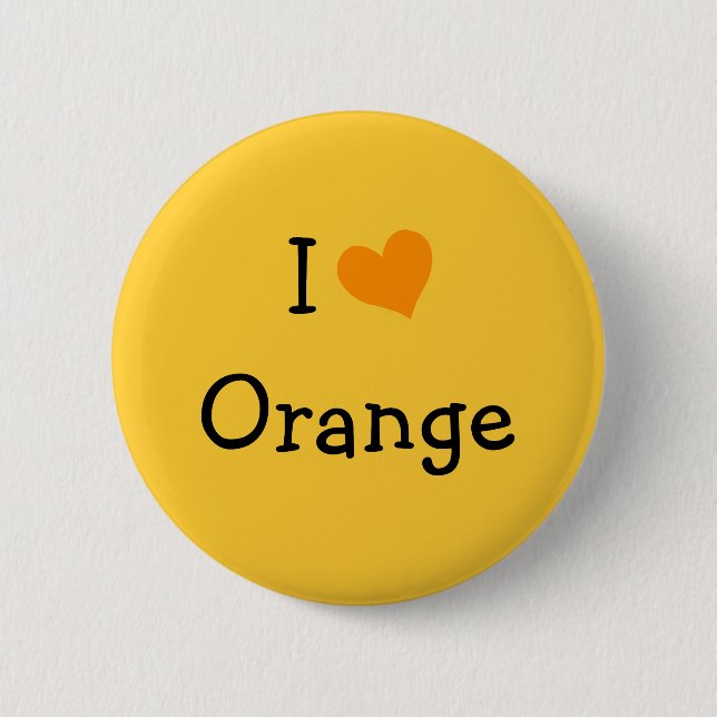 I Love Orange Pinback Button (Front)