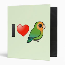 I Love Orange-faced Peach-faced Lovebirds Avery Signature Binder 8.5x11