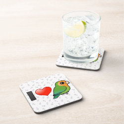 I Love Orange-faced Peach-faced Lovebirds Beverage Coaster