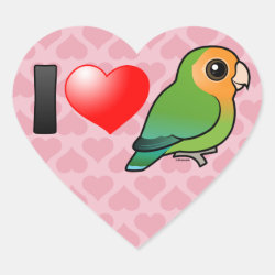I Love Orange-faced Peach-faced Lovebirds Heart Sticker