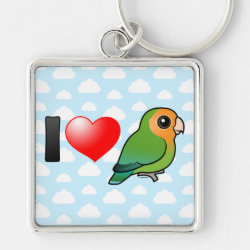 I Love Orange-faced Peach-faced Lovebirds Premium Square Keychain
