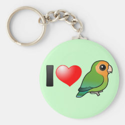 I Love Orange-faced Peach-faced Lovebirds Basic Button Keychain