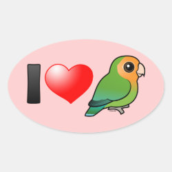 I Love Orange-faced Peach-faced Lovebirds Oval Sticker