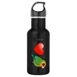 I Love Orange-faced Peach-faced Lovebirds Water Bottle (24 oz)