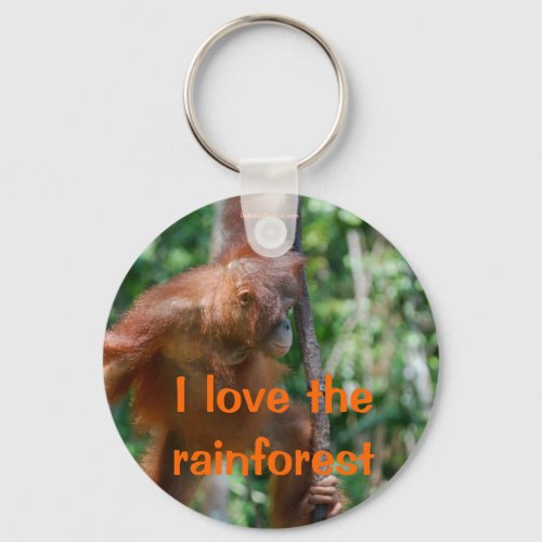 I Love Orangutans and Rainforest Keychain