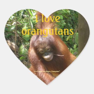 I Love Orangutans Heart Sticker