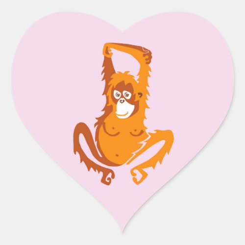 I love ORANGUTANS _ Wildlife _ Ape _ Primate _Pink Heart Sticker