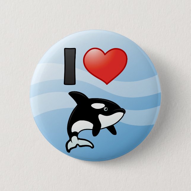I Love Orcas Button (Front)