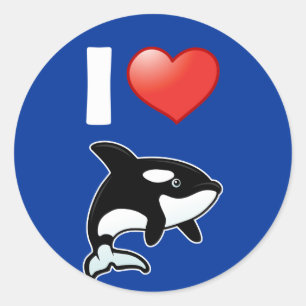 I Love Orcas Classic Round Sticker