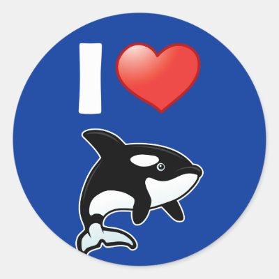 I Love Orcas Classic Round Sticker