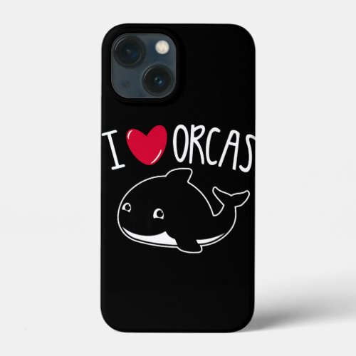 I Love Orcas Funny Orca Killer Whale Lover Cute iPhone 13 Mini Case