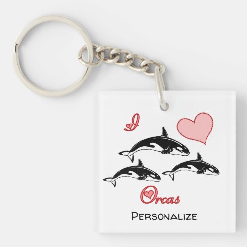 I Love Orcas Keychain