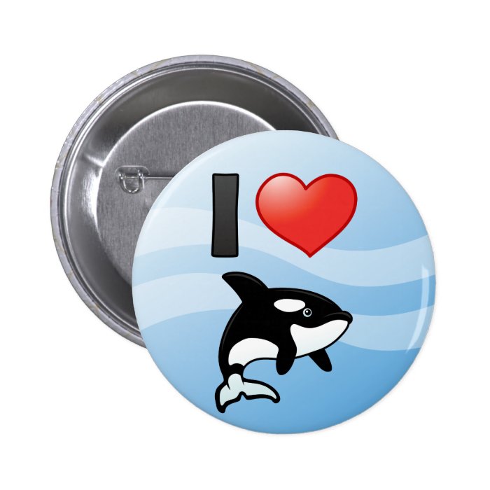 I Love Orcas Pinback Buttons