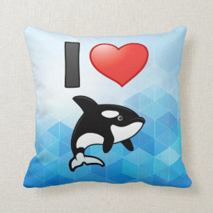 I Love Orcas Throw Pillow