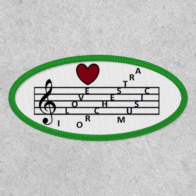 I love orchestra music Oval 4" x 2" Oval, Iron-On Patch (Front)