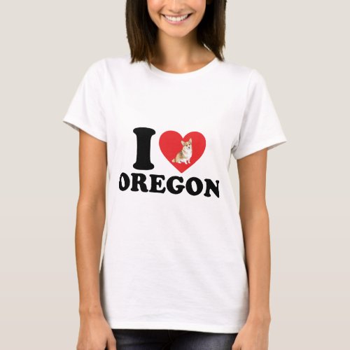 I Love Oregon And My Corgi T_Shirt