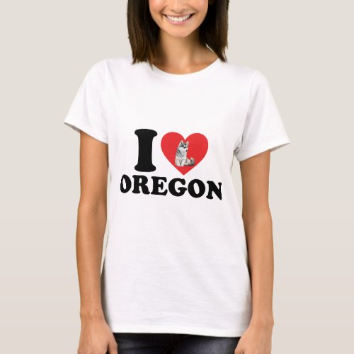 I Love Oregon and My Husky T_Shirt