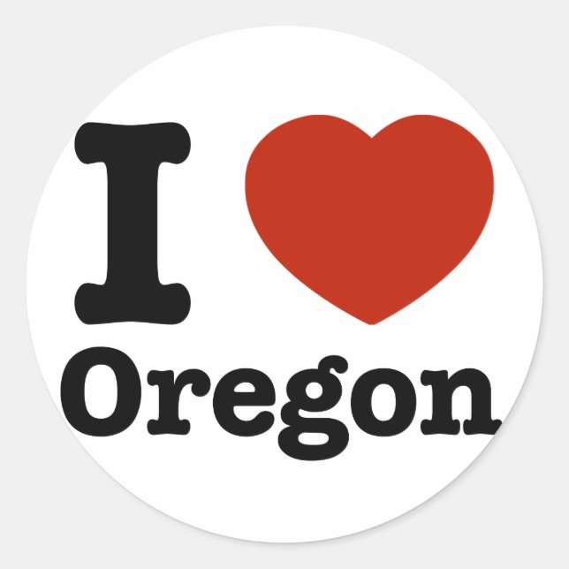 I Love Oregon Classic Round Sticker (Front)