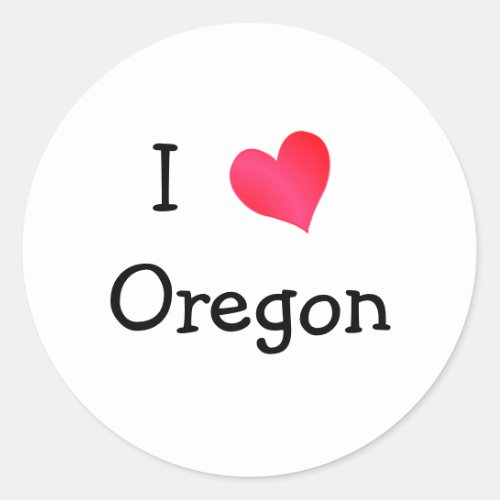 I Love Oregon Classic Round Sticker
