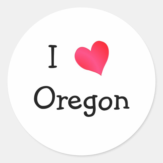 I Love Oregon Classic Round Sticker (Front)